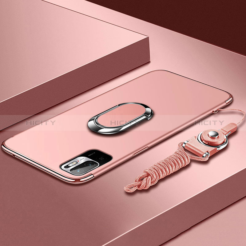 Handyhülle Hülle Luxus Metall Rahmen und Kunststoff Schutzhülle Hartschalen Tasche mit Fingerring Ständer für Xiaomi Redmi Note 11 SE 5G Rosegold Plus