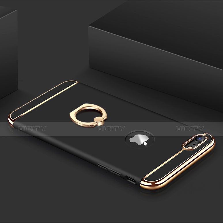 Handyhülle Hülle Luxus Metall Rahmen und Kunststoff Schutzhülle Tasche mit Fingerring Ständer A01 für Apple iPhone 7 groß