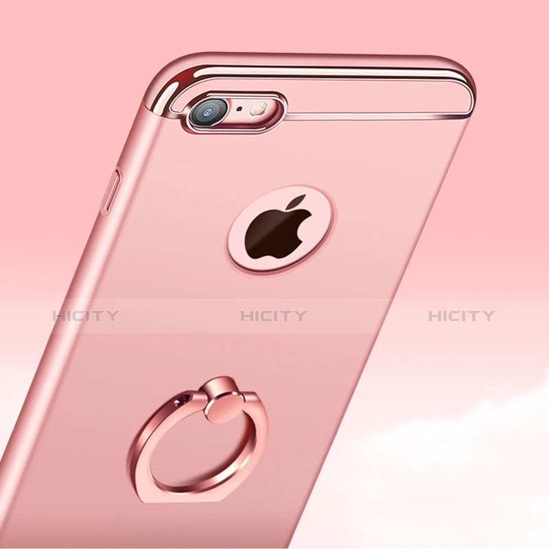 Handyhülle Hülle Luxus Metall Rahmen und Kunststoff Schutzhülle Tasche mit Fingerring Ständer A01 für Apple iPhone 8