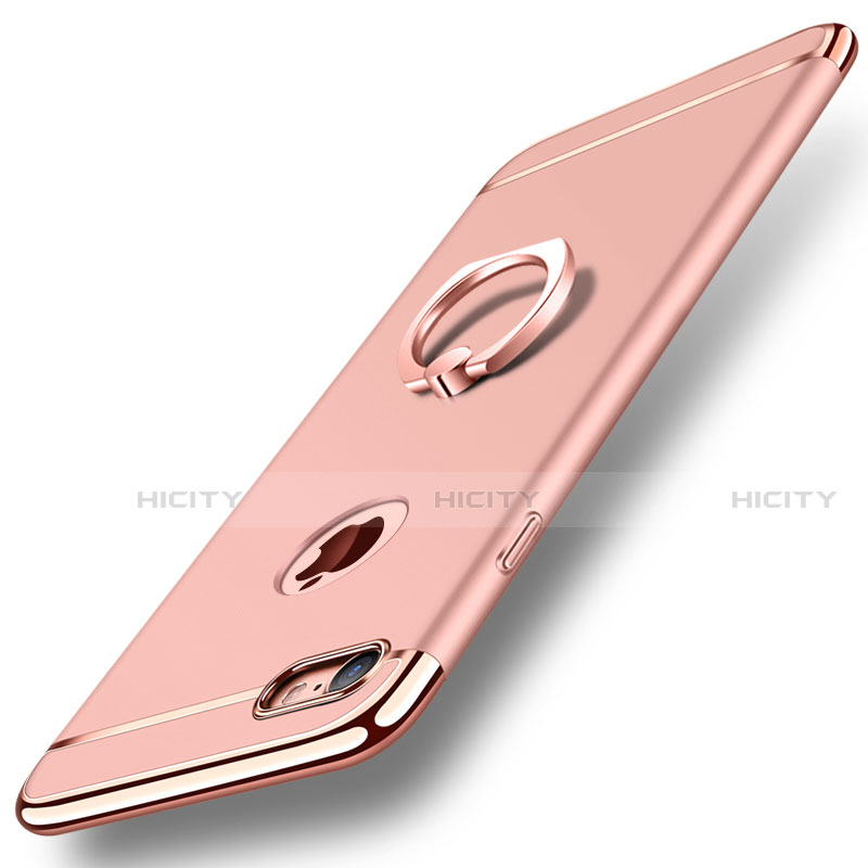 Handyhülle Hülle Luxus Metall Rahmen und Kunststoff Schutzhülle Tasche mit Fingerring Ständer A01 für Apple iPhone SE (2020) Rosegold