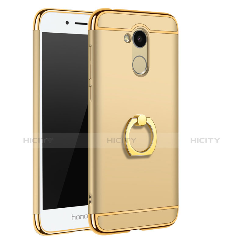 Handyhülle Hülle Luxus Metall Rahmen und Kunststoff Schutzhülle Tasche mit Fingerring Ständer A01 für Huawei Honor 6A Gold