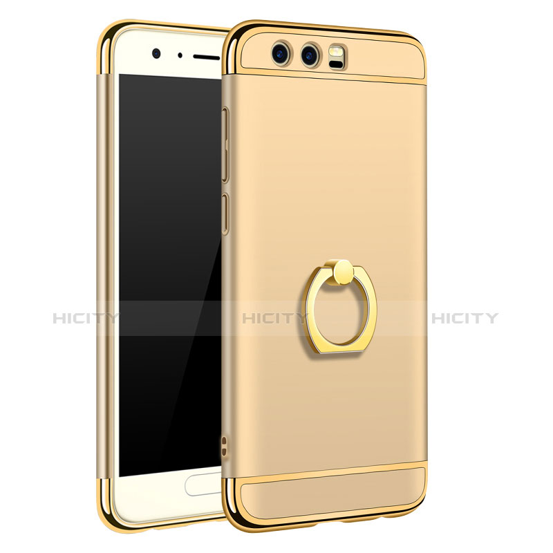 Handyhülle Hülle Luxus Metall Rahmen und Kunststoff Schutzhülle Tasche mit Fingerring Ständer A01 für Huawei Honor 9 Gold