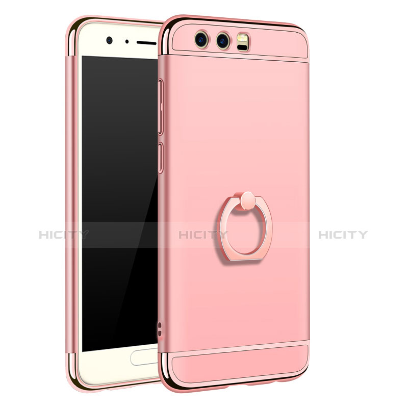 Handyhülle Hülle Luxus Metall Rahmen und Kunststoff Schutzhülle Tasche mit Fingerring Ständer A01 für Huawei Honor 9 Rosegold