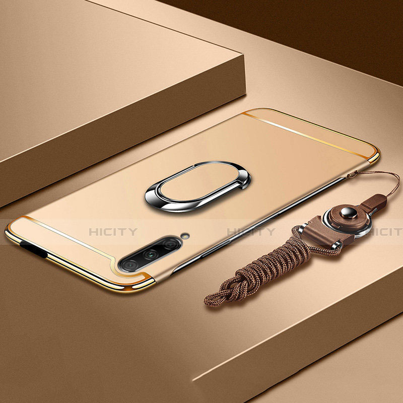 Handyhülle Hülle Luxus Metall Rahmen und Kunststoff Schutzhülle Tasche mit Fingerring Ständer A01 für Huawei Honor 9X Pro Gold Plus