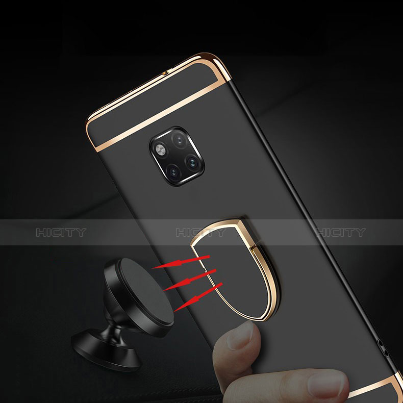 Handyhülle Hülle Luxus Metall Rahmen und Kunststoff Schutzhülle Tasche mit Fingerring Ständer A01 für Huawei Mate 20 Pro