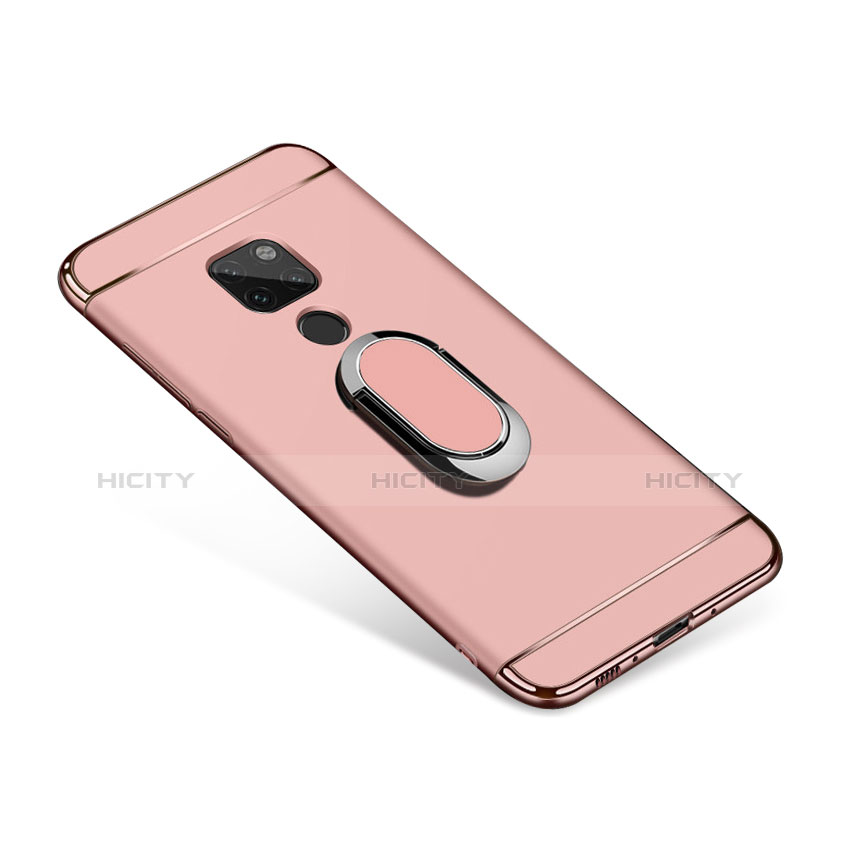 Handyhülle Hülle Luxus Metall Rahmen und Kunststoff Schutzhülle Tasche mit Fingerring Ständer A01 für Huawei Mate 20 Rosegold