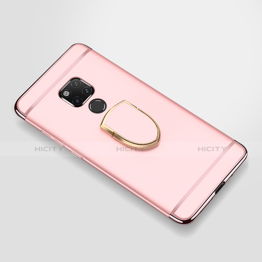 Handyhülle Hülle Luxus Metall Rahmen und Kunststoff Schutzhülle Tasche mit Fingerring Ständer A01 für Huawei Mate 20 X Rosegold