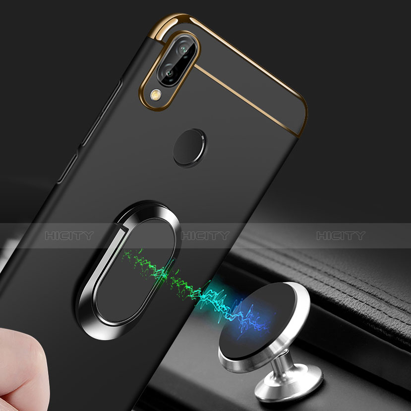 Handyhülle Hülle Luxus Metall Rahmen und Kunststoff Schutzhülle Tasche mit Fingerring Ständer A01 für Huawei Nova 3i groß