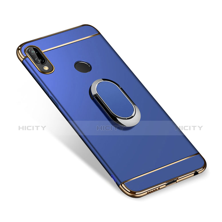 Handyhülle Hülle Luxus Metall Rahmen und Kunststoff Schutzhülle Tasche mit Fingerring Ständer A01 für Huawei Nova 3i Blau