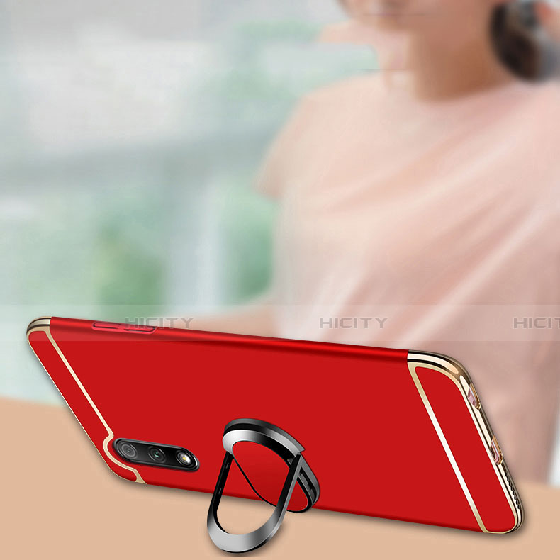 Handyhülle Hülle Luxus Metall Rahmen und Kunststoff Schutzhülle Tasche mit Fingerring Ständer A01 für Huawei P Smart Z (2019) groß