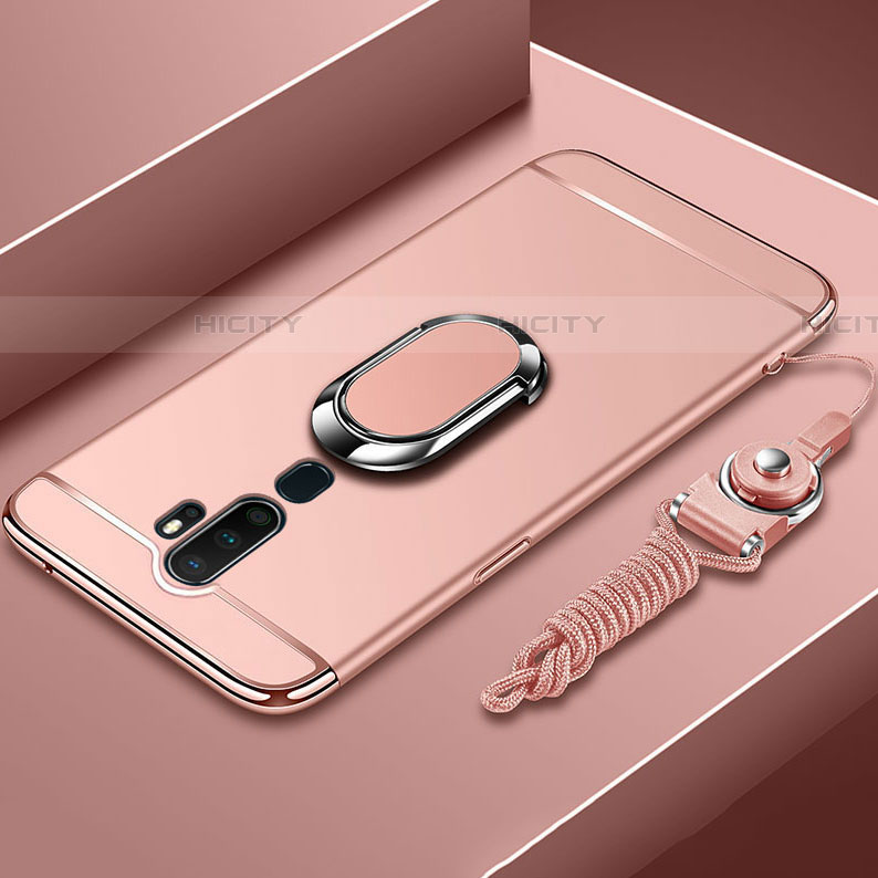 Handyhülle Hülle Luxus Metall Rahmen und Kunststoff Schutzhülle Tasche mit Fingerring Ständer A01 für Oppo A11