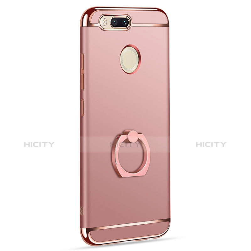 Handyhülle Hülle Luxus Metall Rahmen und Kunststoff Schutzhülle Tasche mit Fingerring Ständer A01 für Xiaomi Mi 5X Rosegold