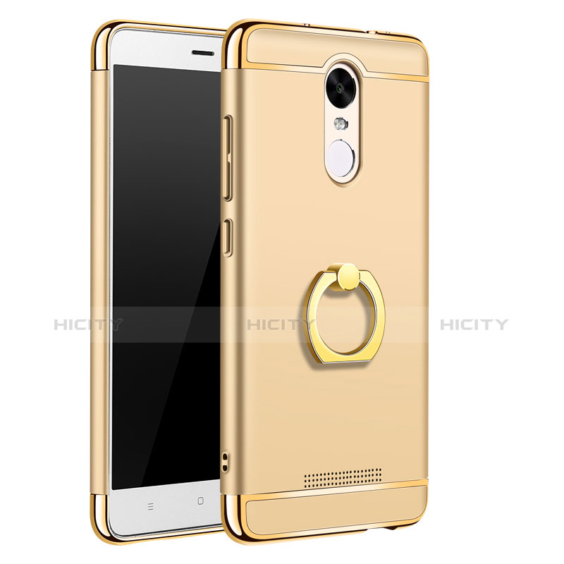 Handyhülle Hülle Luxus Metall Rahmen und Kunststoff Schutzhülle Tasche mit Fingerring Ständer A01 für Xiaomi Redmi Note 3 Gold