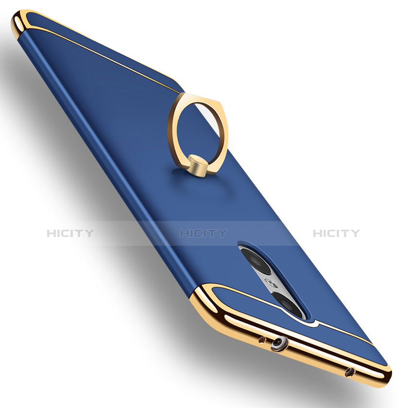 Handyhülle Hülle Luxus Metall Rahmen und Kunststoff Schutzhülle Tasche mit Fingerring Ständer A01 für Xiaomi Redmi Pro Blau