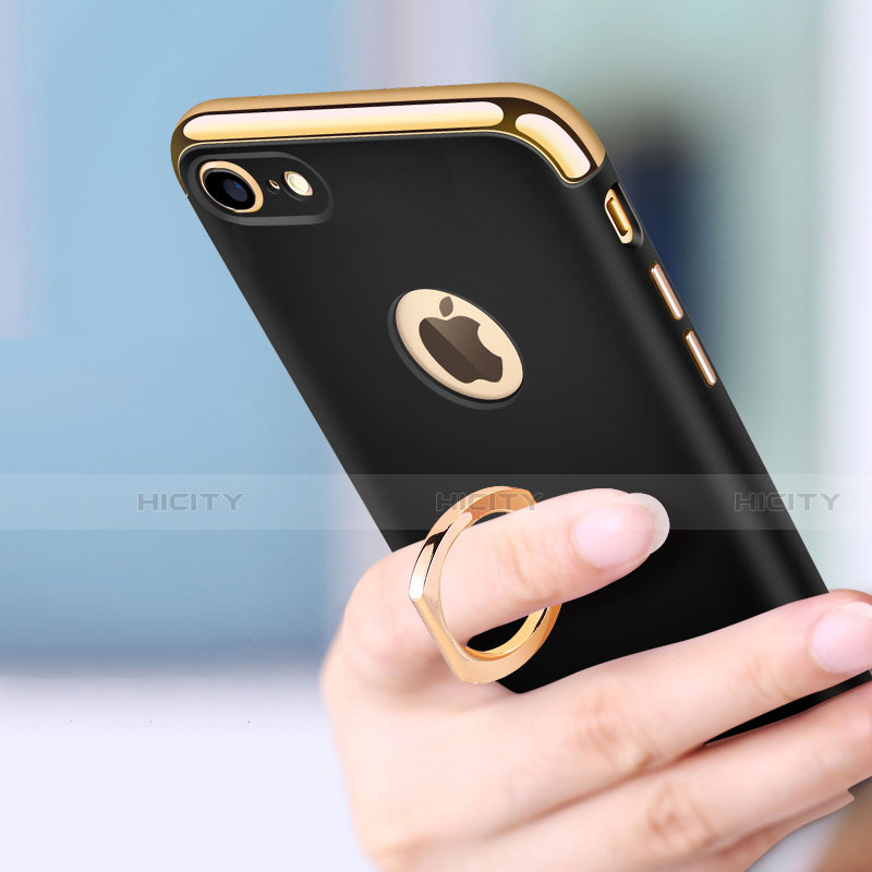 Handyhülle Hülle Luxus Metall Rahmen und Kunststoff Schutzhülle Tasche mit Fingerring Ständer A02 für Apple iPhone SE (2020)