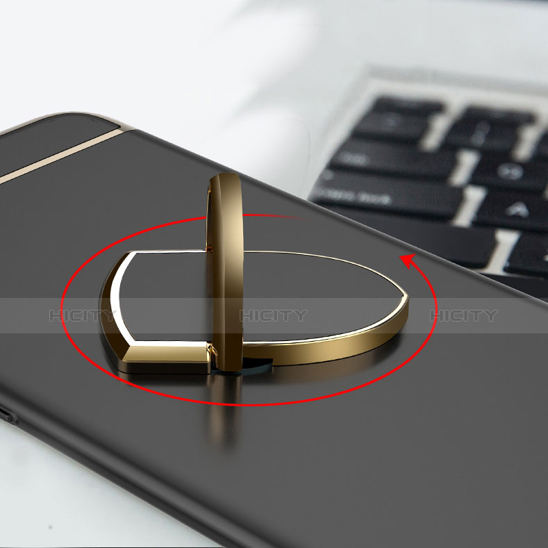 Handyhülle Hülle Luxus Metall Rahmen und Kunststoff Schutzhülle Tasche mit Fingerring Ständer A02 für Oppo A7