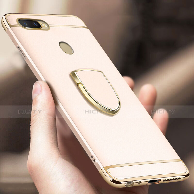 Handyhülle Hülle Luxus Metall Rahmen und Kunststoff Schutzhülle Tasche mit Fingerring Ständer A02 für Oppo A7