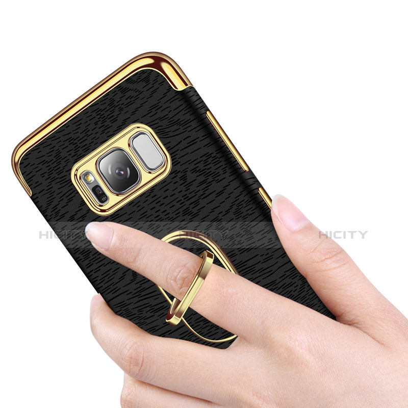 Handyhülle Hülle Luxus Metall Rahmen und Kunststoff Schutzhülle Tasche mit Fingerring Ständer A02 für Samsung Galaxy S8 groß