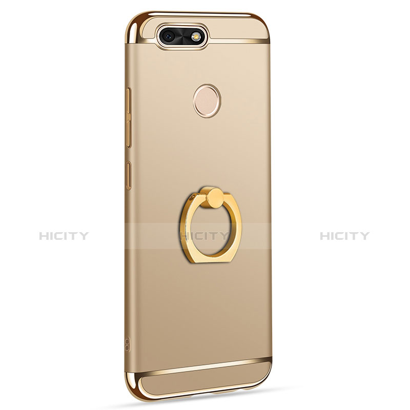 Handyhülle Hülle Luxus Metall Rahmen und Kunststoff Schutzhülle Tasche mit Fingerring Ständer A06 für Huawei Enjoy 7 Gold