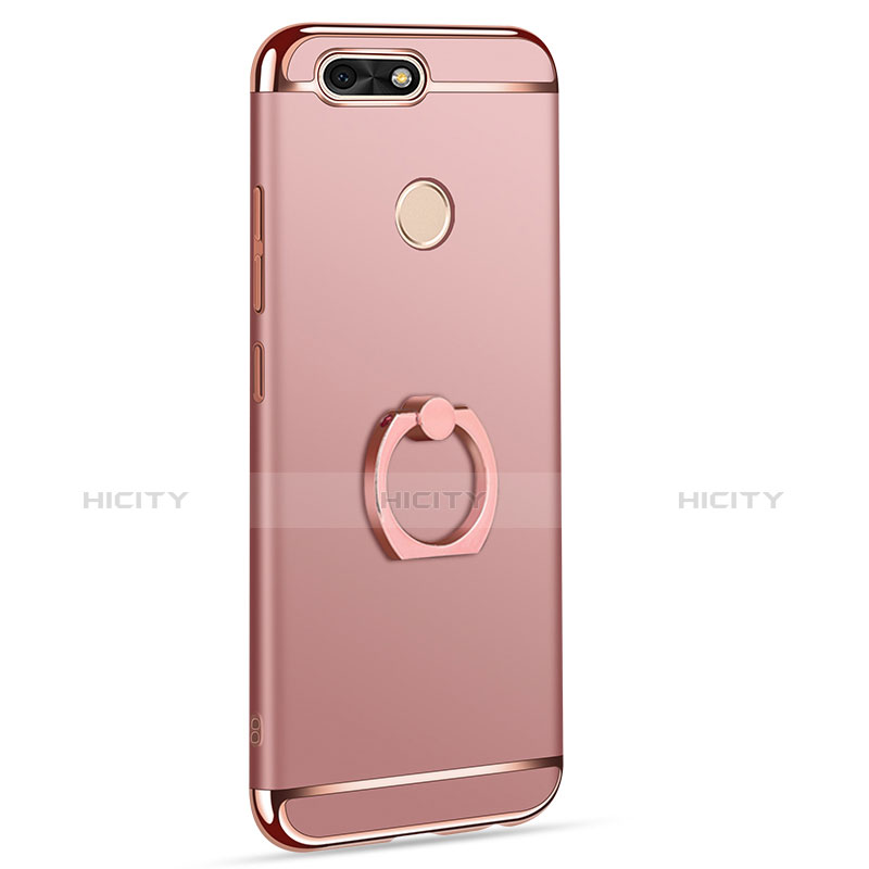 Handyhülle Hülle Luxus Metall Rahmen und Kunststoff Schutzhülle Tasche mit Fingerring Ständer A06 für Huawei Enjoy 7 Rosegold Plus