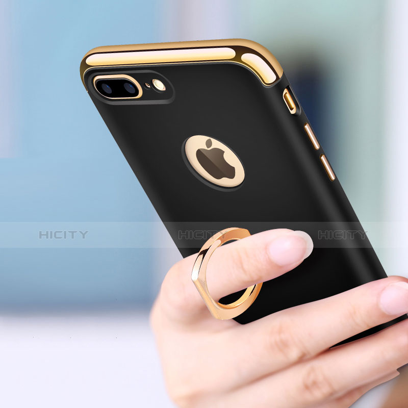 Handyhülle Hülle Luxus Metall Rahmen und Kunststoff Schutzhülle Tasche mit Fingerring Ständer A07 für Apple iPhone 7 Plus groß