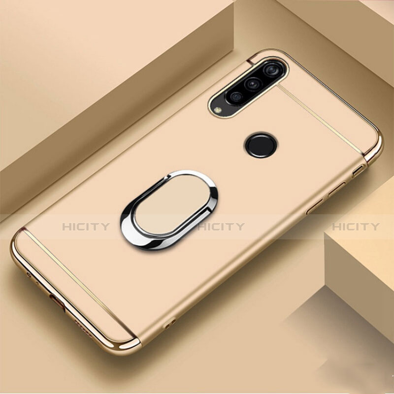 Handyhülle Hülle Luxus Metall Rahmen und Kunststoff Schutzhülle Tasche mit Fingerring Ständer T01 für Huawei Honor 20 Lite Gold