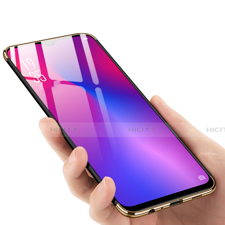 Handyhülle Hülle Luxus Metall Rahmen und Kunststoff Schutzhülle Tasche mit Fingerring Ständer T01 für Oppo K1