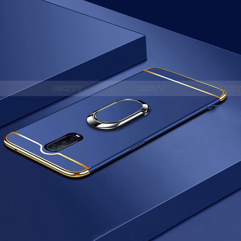 Handyhülle Hülle Luxus Metall Rahmen und Kunststoff Schutzhülle Tasche mit Fingerring Ständer T01 für Oppo RX17 Pro