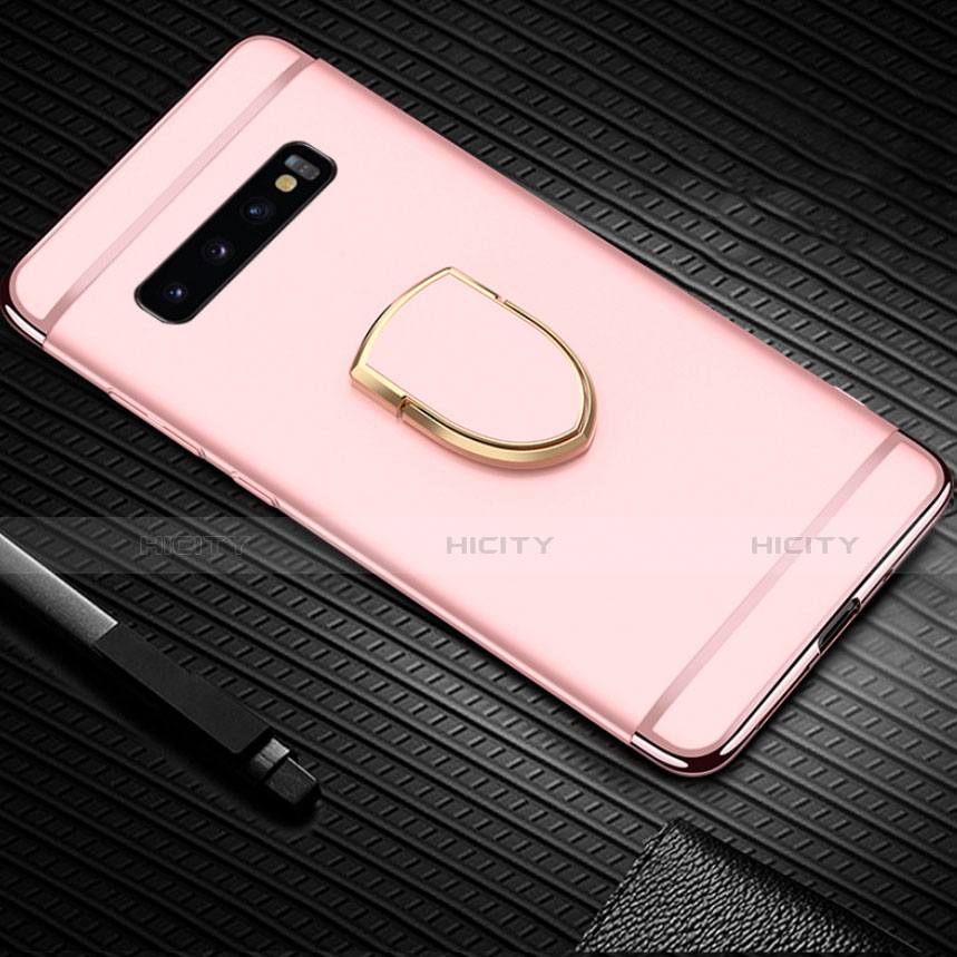 Handyhülle Hülle Luxus Metall Rahmen und Kunststoff Schutzhülle Tasche mit Fingerring Ständer T01 für Samsung Galaxy S10 5G