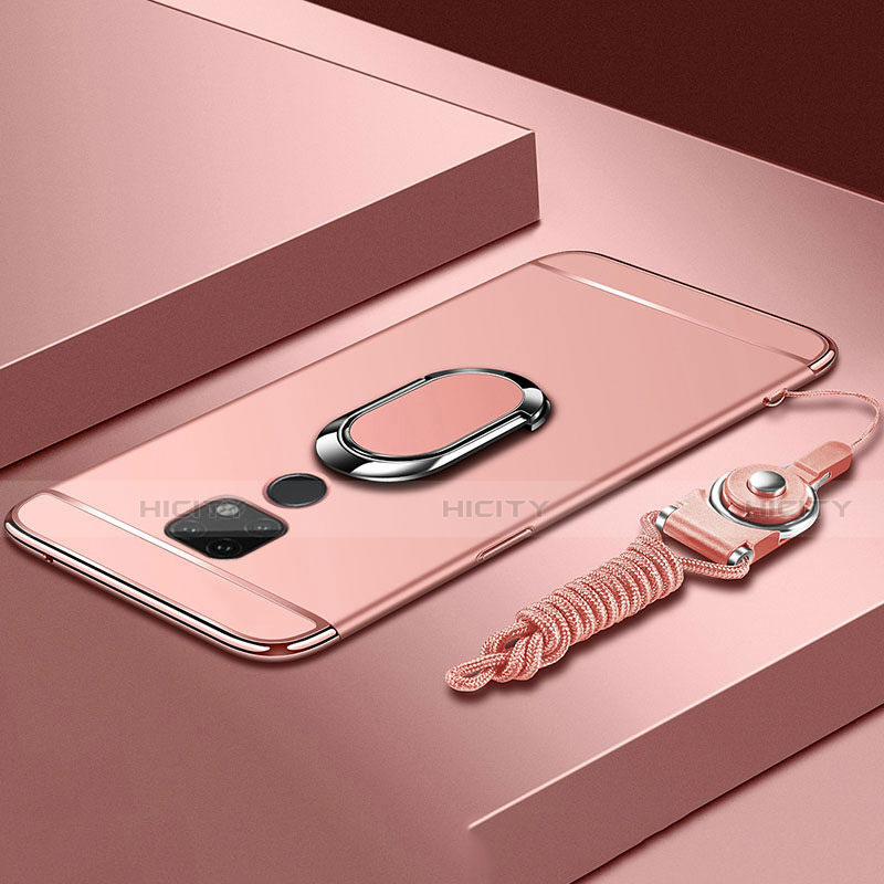 Handyhülle Hülle Luxus Metall Rahmen und Kunststoff Schutzhülle Tasche mit Fingerring Ständer T02 für Huawei Mate 20 X 5G Rosegold Plus