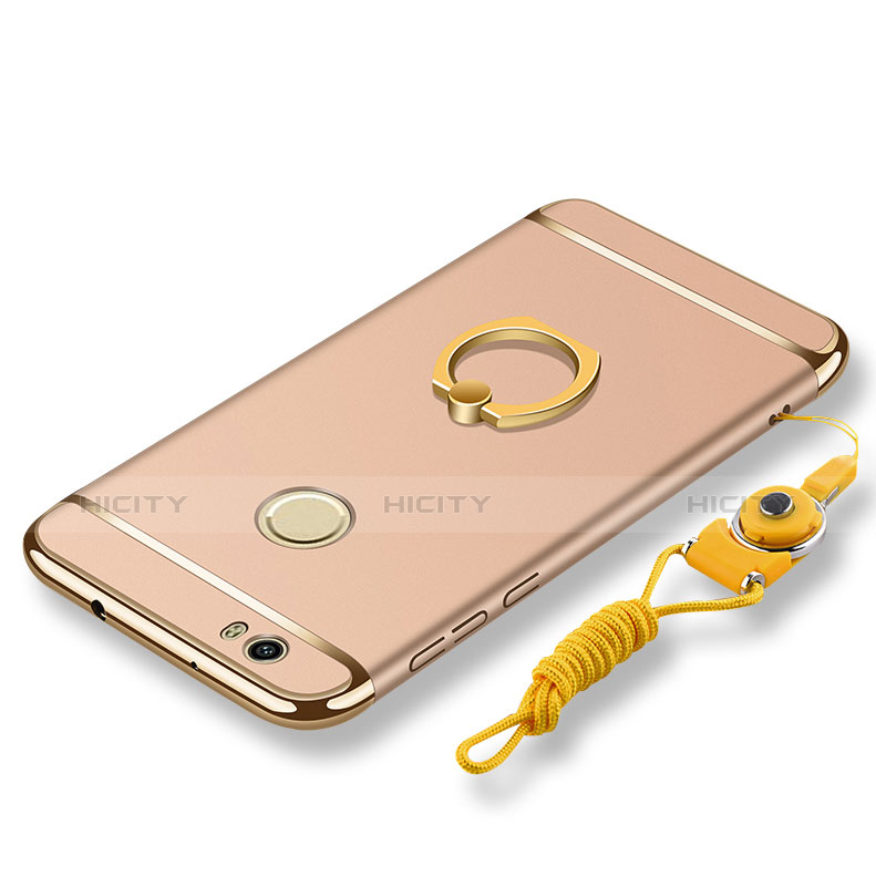 Handyhülle Hülle Luxus Metall Rahmen und Kunststoff Schutzhülle Tasche mit Fingerring Ständer und Lanyard für Huawei Nova Gold