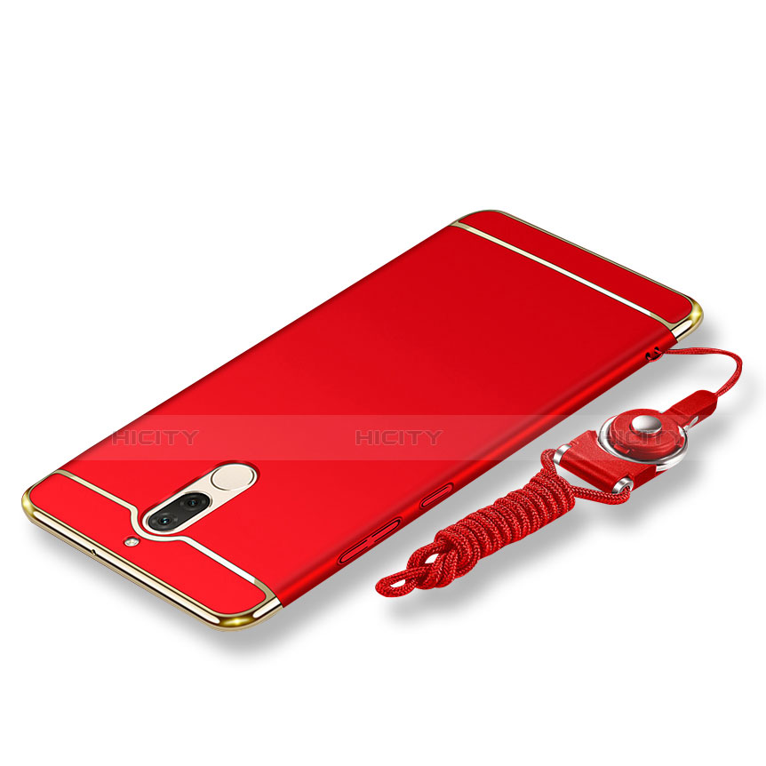 Handyhülle Hülle Luxus Metall Rahmen und Kunststoff Schutzhülle Tasche mit Lanyard für Huawei G10 Rot