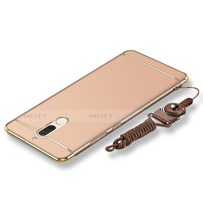 Handyhülle Hülle Luxus Metall Rahmen und Kunststoff Schutzhülle Tasche mit Lanyard für Huawei Mate 10 Lite Gold Plus