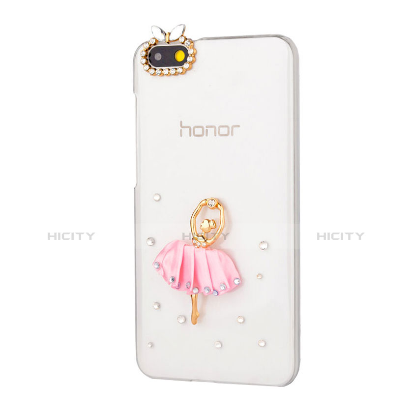 Handyhülle Hülle Luxus Strass Diamant Schutzhülle Dancing Girl für Huawei Honor 4X Rosa