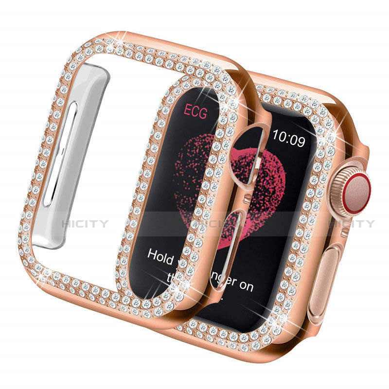 Handyhülle Hülle Luxus Strass Diamant Schutzhülle für Apple iWatch 5 40mm Rosegold