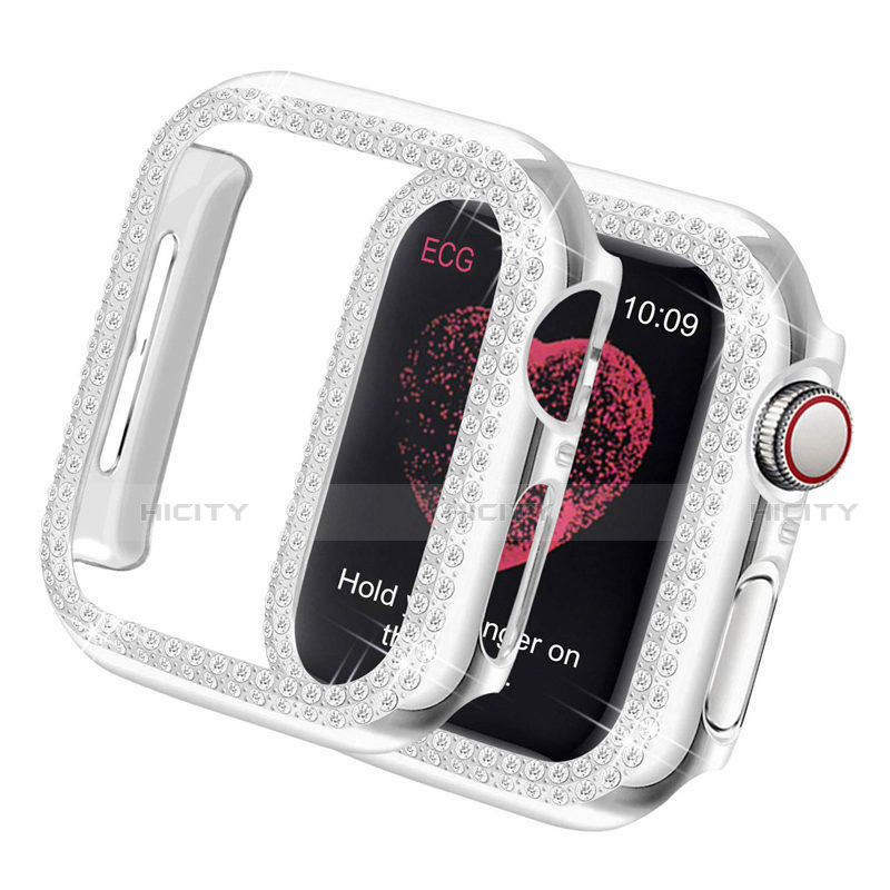 Handyhülle Hülle Luxus Strass Diamant Schutzhülle für Apple iWatch 5 40mm Silber