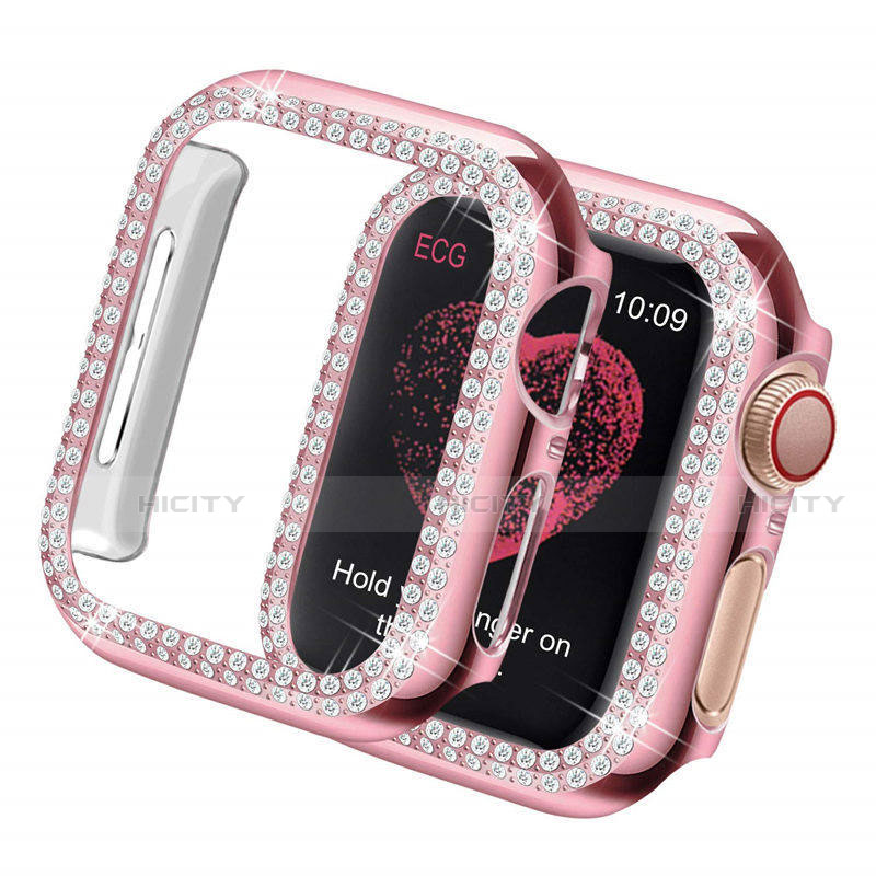 Handyhülle Hülle Luxus Strass Diamant Schutzhülle für Apple iWatch 5 44mm Rosa