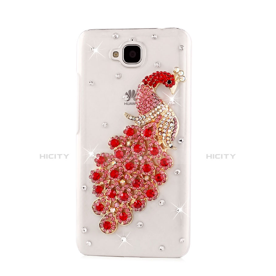 Handyhülle Hülle Luxus Strass Diamant Schutzhülle Pfau für Huawei Enjoy 5 Rot