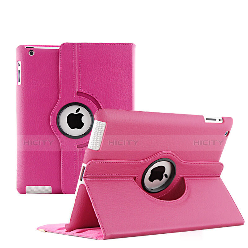 Handyhülle Hülle Rotierende Tasche Leder für Apple iPad 2 Pink