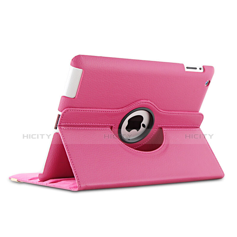 Handyhülle Hülle Rotierende Tasche Leder für Apple iPad 2 Pink