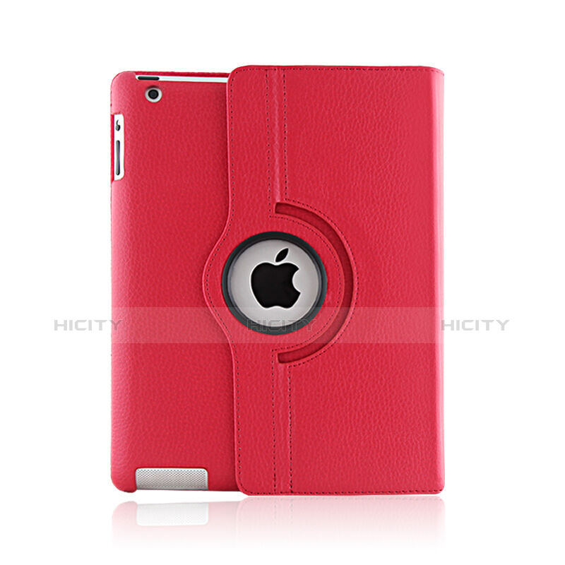 Handyhülle Hülle Rotierende Tasche Leder für Apple iPad 2 Rot