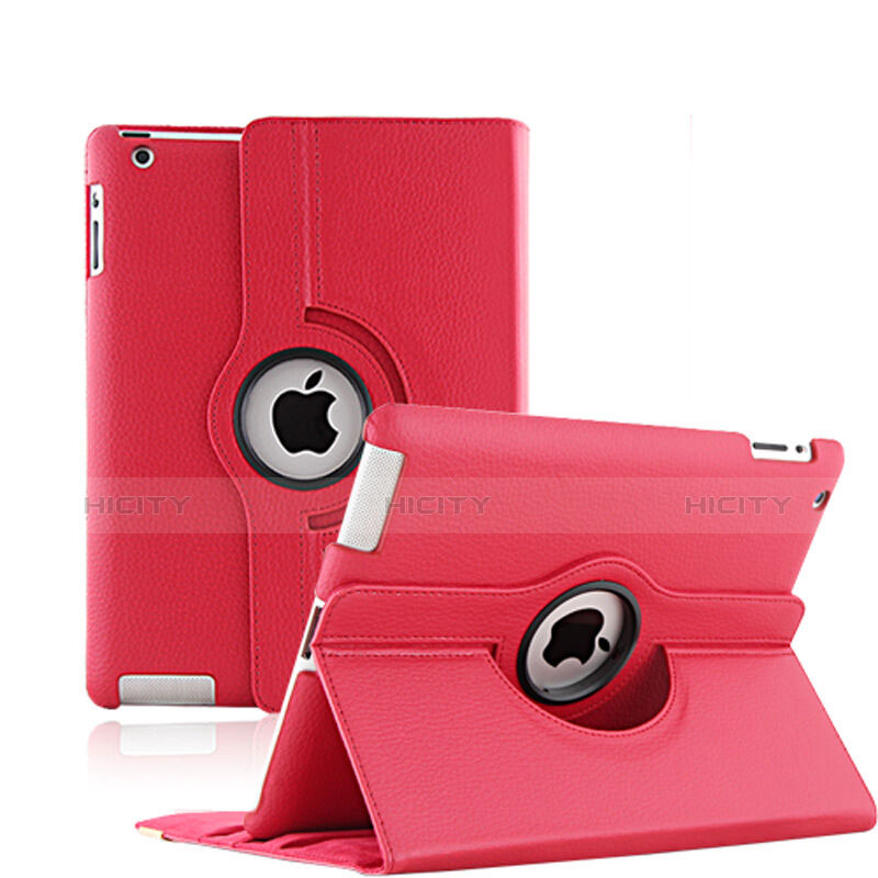 Handyhülle Hülle Rotierende Tasche Leder für Apple iPad 3 Rot