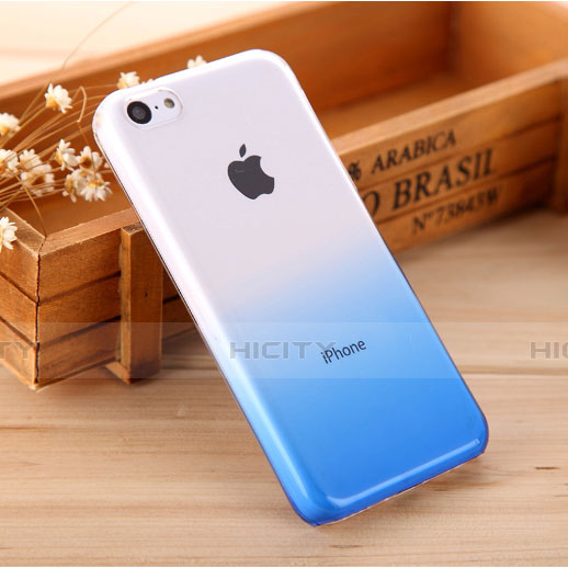 Handyhülle Hülle Schutzhülle Durchsichtig Farbverlauf für Apple iPhone 5C Blau