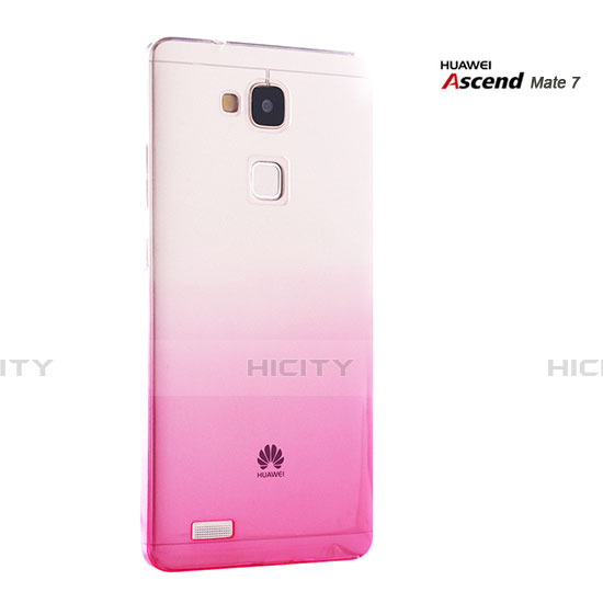 Handyhülle Hülle Schutzhülle Durchsichtig Farbverlauf für Huawei Mate 7 Rosa