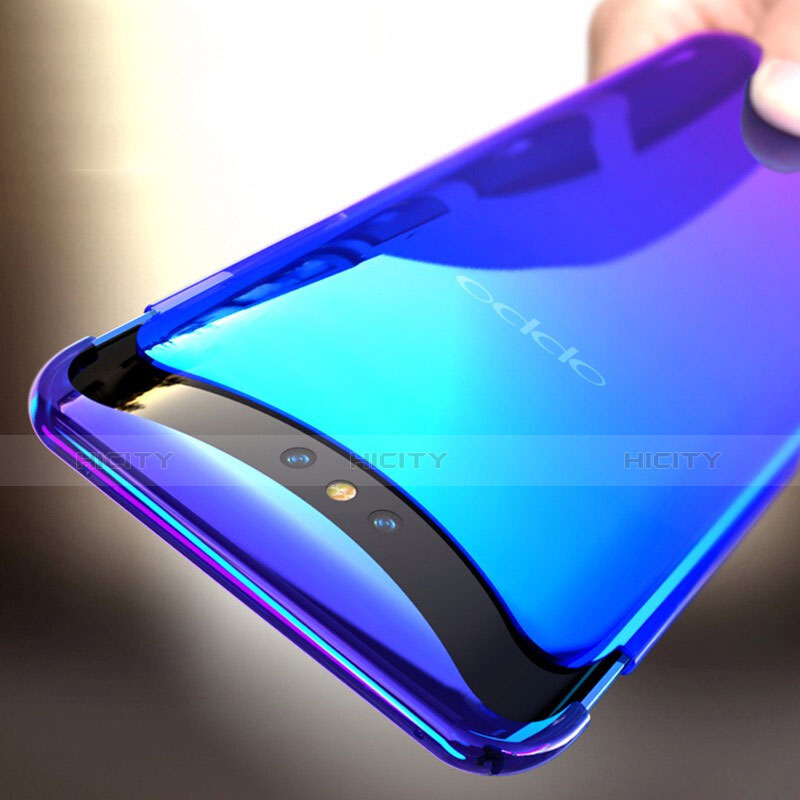 Handyhülle Hülle Schutzhülle Durchsichtig Transparent Farbverlauf für Oppo Find X Blau