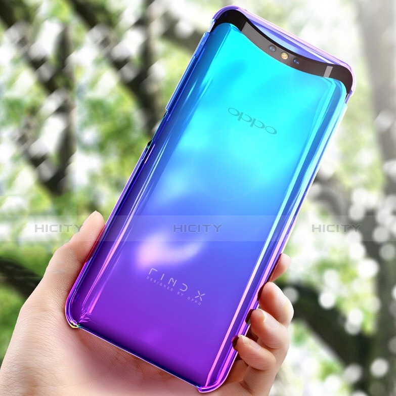 Handyhülle Hülle Schutzhülle Durchsichtig Transparent Farbverlauf für Oppo Find X Blau