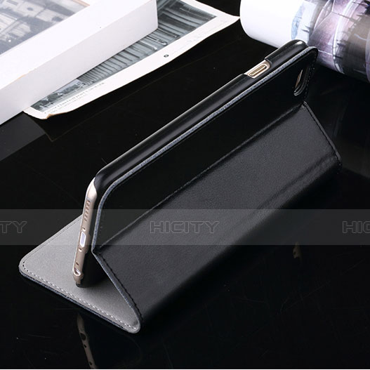 Handyhülle Hülle Stand Tasche Leder für Apple iPhone 6 Plus Schwarz