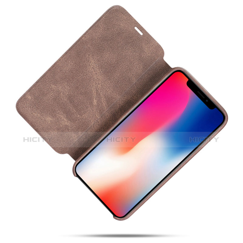 Handyhülle Hülle Stand Tasche Leder für Apple iPhone Xs Braun groß