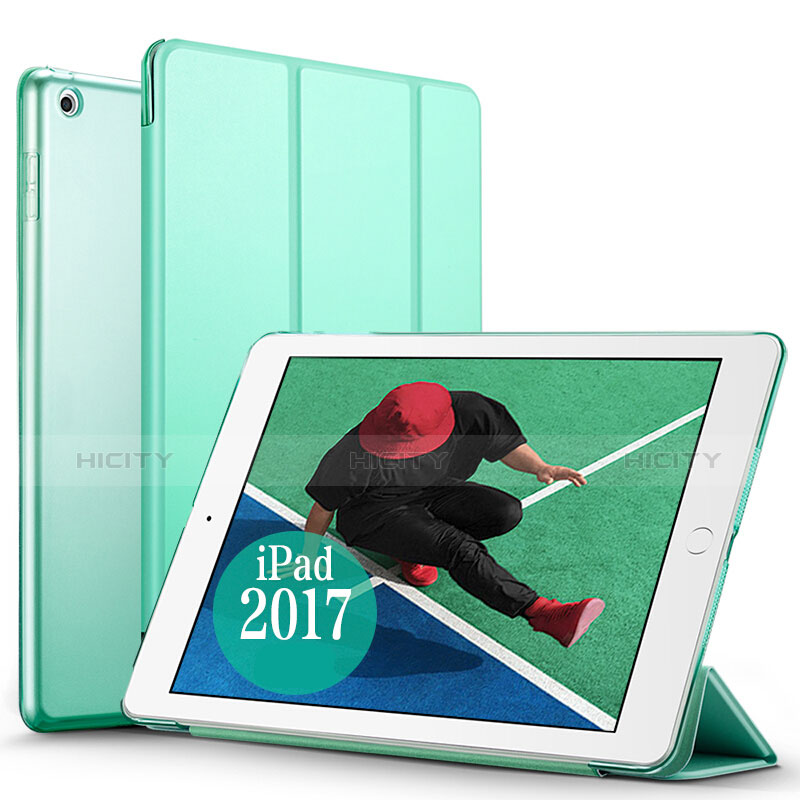 Handyhülle Hülle Stand Tasche Leder für Apple New iPad 9.7 (2017) Grün groß