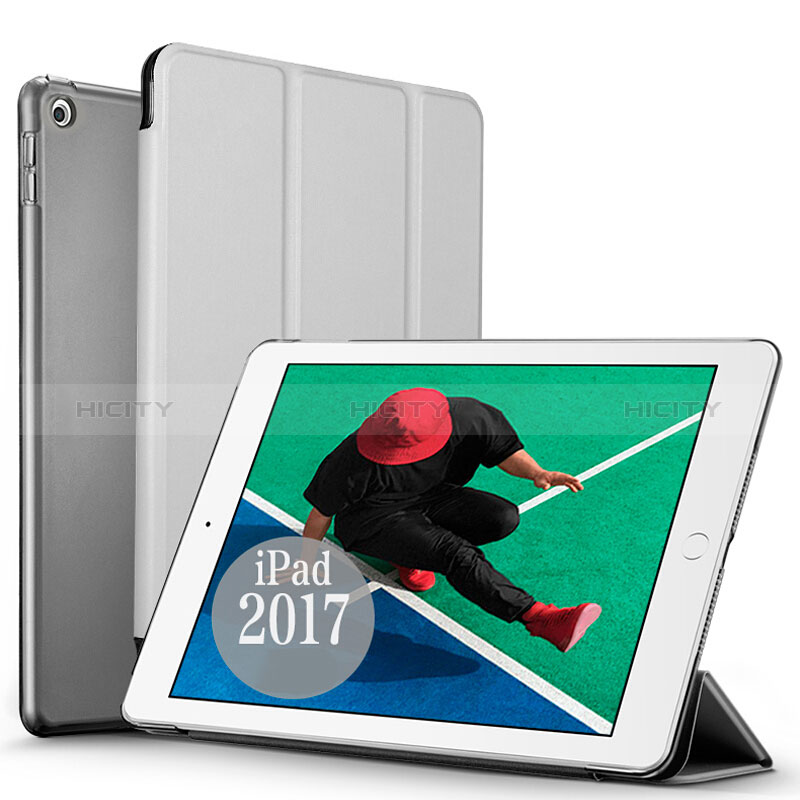 Handyhülle Hülle Stand Tasche Leder für Apple New iPad 9.7 (2018) Silber